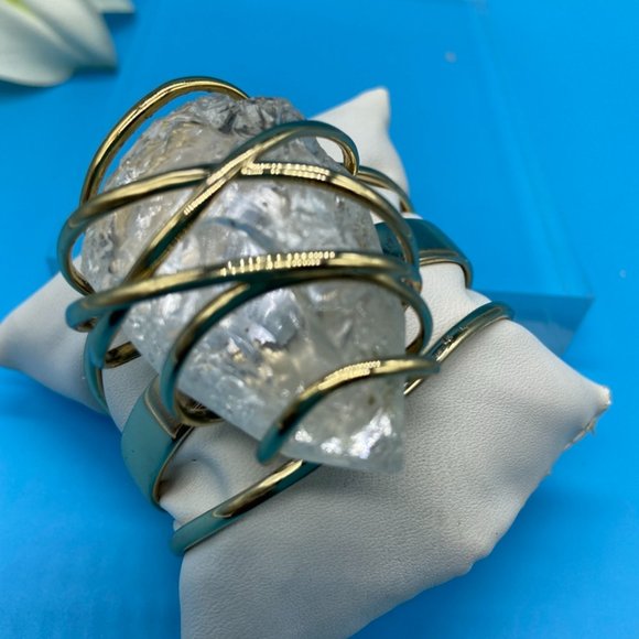 Large Cage Crystal Nugget Cuff